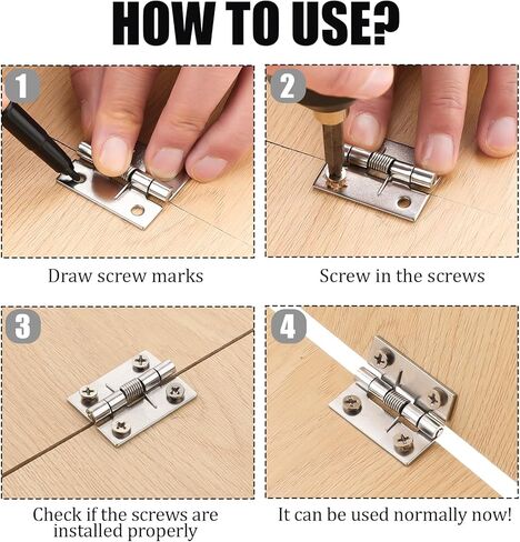 4 Pcs Small Spring Hinge Spring Loaded Hinges Self Closing Loaded Door Hinges 1.5 Inch Gate Opening Stainless Steel Spring Hinges for Doors Interior Continuous Door Hinges for Cabinet Screen Cafe Door in Saudi Arabia