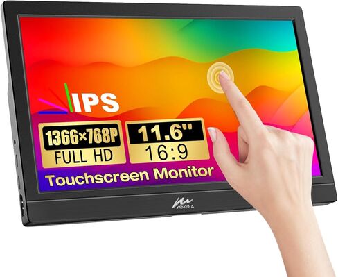 شاشة كينوا المحمولة التي تعمل باللمس مقاس 11.6 بوصة IPS شاشة الكمبيوتر المحمول FHD 1366x768P شاشة خارجية HDMI USB C منفذ HDR التوصيل والتشغيل شاشة السفر لأجهزة الكمبيوتر المحمول والكمبيوتر الشخصي والهاتف Mac Xbox PS4/5 Switch مكبرات الصوت المدمجة in Kuwait
