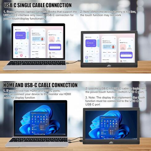 شاشة كينوا المحمولة التي تعمل باللمس مقاس 11.6 بوصة IPS شاشة الكمبيوتر المحمول FHD 1366x768P شاشة خارجية HDMI USB C منفذ HDR التوصيل والتشغيل شاشة السفر لأجهزة الكمبيوتر المحمول والكمبيوتر الشخصي والهاتف Mac Xbox PS4/5 Switch مكبرات الصوت المدمجة in Kuwait