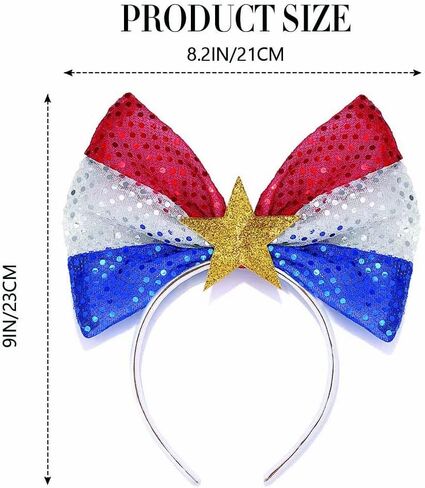 DRESBE Light Up July Fourth Headband LED Sequin Star Bow Headbands Independence Day Holiday Party Hair Accessories for Women in Saudi Arabia