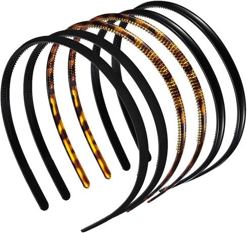 12 Pcs Plastic Plain Headbands Teeth Comb Headbands Non Slip Hair Bands Christmas Craft Headbands Thin Headbands DIY Hair Bands Black and Coffee in Saudi Arabia