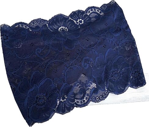 Stretch Headbands for Women Lace Headcovering for Women Lace Headwrap (Floral-Navy) in Kuwait