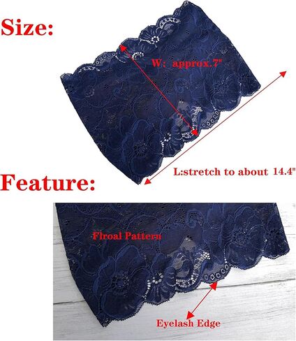 Stretch Headbands for Women Lace Headcovering for Women Lace Headwrap (Floral-Navy) in Kuwait