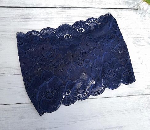 Stretch Headbands for Women Lace Headcovering for Women Lace Headwrap (Floral-Navy) in Kuwait