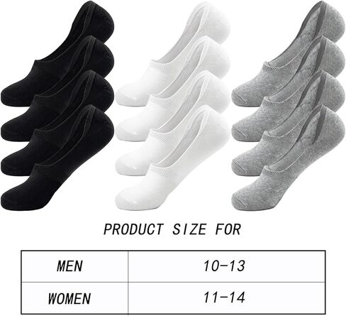 No Show Socks 6 Pairs for Men Size 10-13 White Black Gray Cotton Socks Low Cut Ankle Non Slip Athletic Running Novelty Casual Invisible Liner Boat Socks for Women Size 11-12-13-14 in Kuwait