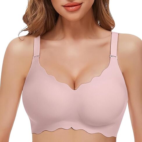 Wireless Seamless Bras for Women No Underwire Wavy V Neck Soft Support Full Coverage Comfortable Bra in Saudi Arabia