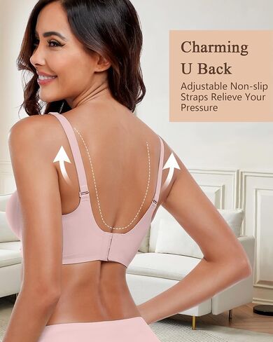 Wireless Seamless Bras for Women No Underwire Wavy V Neck Soft Support Full Coverage Comfortable Bra in Saudi Arabia