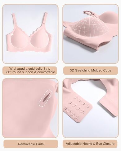 Wireless Seamless Bras for Women No Underwire Wavy V Neck Soft Support Full Coverage Comfortable Bra in Saudi Arabia