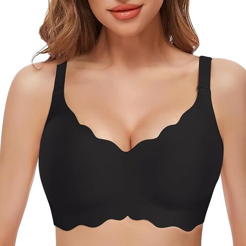 Wireless Seamless Bras for Women No Underwire Wavy V Neck Soft Support Full Coverage Comfortable Bra in Saudi Arabia