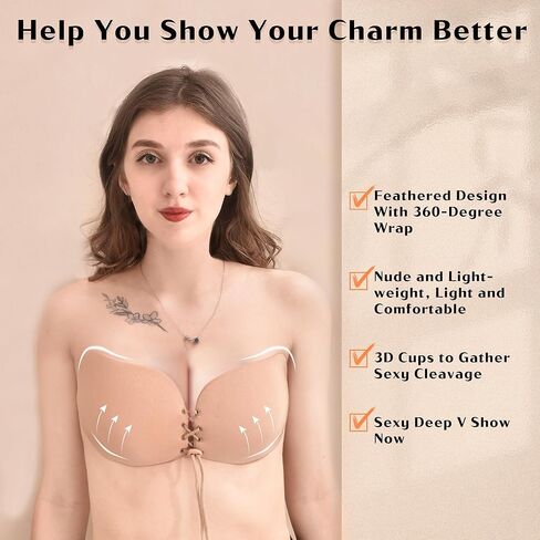 صدرية لاصقة لزجة Boobsfor النساء رفع حمالة الصدر عارية الذراعين فستان كبير الثدي غطاء للحلمة حمالات الصدر لزجة عارية in Saudi Arabia