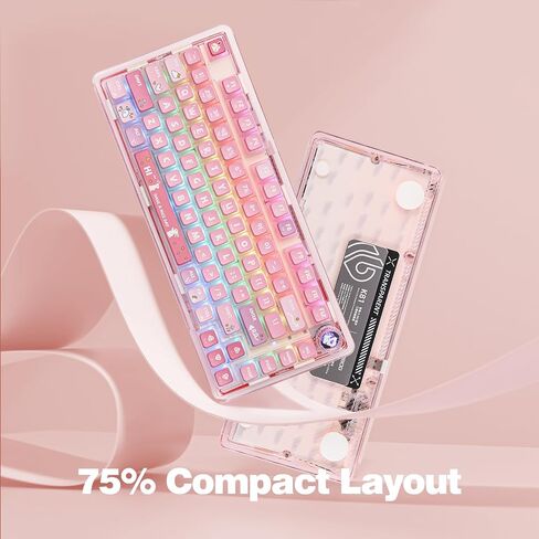 EPOMAKER x LEOBOG K81 Gasket-mounted Custom Mechanical Keyboard with Knob, BT5.0 2.4G/ USB-C Wired Wireless Gaming Keyboard, Hot Swappable, NKRO, for Win/Mac (Pink Bunny, Ice Crystal Switch) in Saudi Arabia