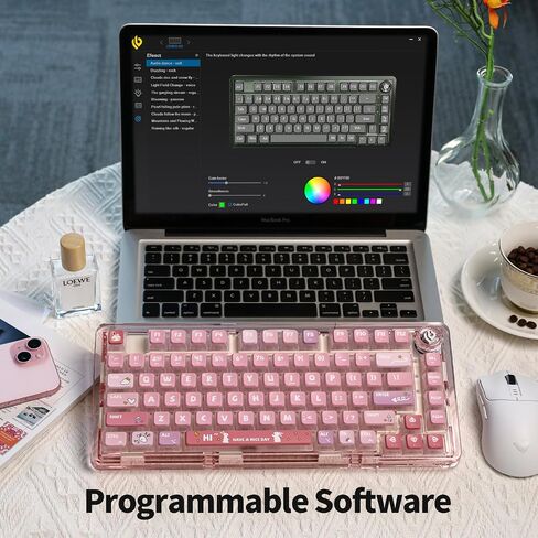 EPOMAKER x LEOBOG K81 Gasket-mounted Custom Mechanical Keyboard with Knob, BT5.0 2.4G/ USB-C Wired Wireless Gaming Keyboard, Hot Swappable, NKRO, for Win/Mac (Pink Bunny, Ice Crystal Switch) in Saudi Arabia