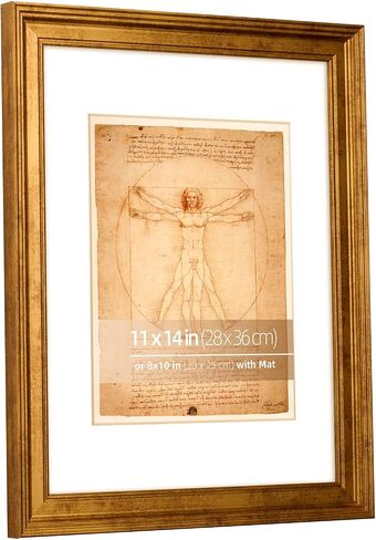 11x14 in Rustic Gold Beveled Design Classic Picture Frame, Matted for 8x10 inches Photos, Paitings or artworks, Real Glass Protection in Saudi Arabia