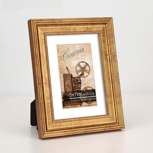 11x14 in Rustic Gold Beveled Design Classic Picture Frame, Matted for 8x10 inches Photos, Paitings or artworks, Real Glass Protection in Saudi Arabia