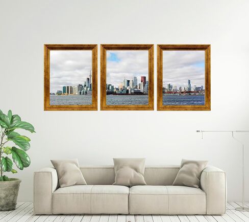 11x14 in Rustic Gold Beveled Design Classic Picture Frame, Matted for 8x10 inches Photos, Paitings or artworks, Real Glass Protection in Saudi Arabia