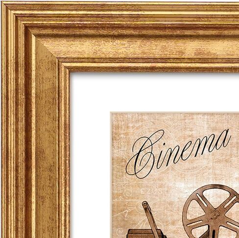 11x14 in Rustic Gold Beveled Design Classic Picture Frame, Matted for 8x10 inches Photos, Paitings or artworks, Real Glass Protection in Saudi Arabia