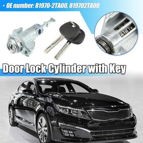 X AUTOHAUX 1 Set Door Lock Cylinder Set Kit with 2 Keys for Kia Optima 2011-2018 Left Driver Side Door Lock Set Tumbler with Key 819702TA00 81970-2TA00 LH Metal in Saudi Arabia