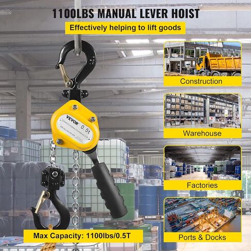 Mophorn Hand Mini Lever Chain Hoist, 0.5T 10FT, Yellow in Saudi Arabia