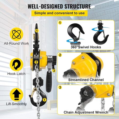 Mophorn Hand Mini Lever Chain Hoist, 0.5T 10FT, Yellow in Saudi Arabia