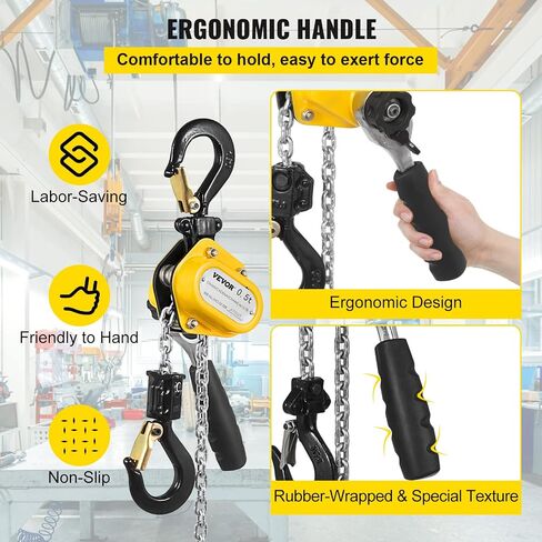 Mophorn Hand Mini Lever Chain Hoist, 0.5T 10FT, Yellow in Saudi Arabia