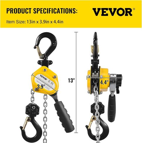 Mophorn Hand Mini Lever Chain Hoist, 0.5T 10FT, Yellow in Saudi Arabia
