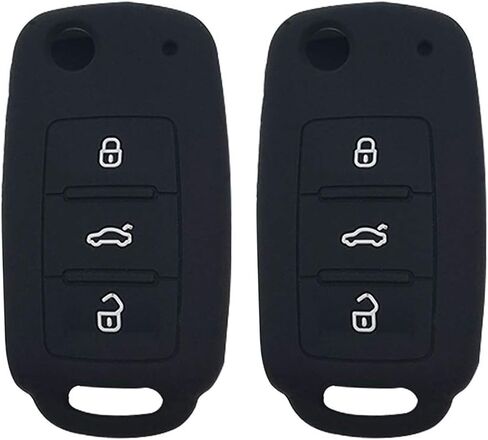 قطعتان من غطاء حماية لمفتاح الوجه من السيليكون المطاطي لسيارة VW Volkswagen Jetta GTI Passat Golf Tiguan Touareg Beetle، أسود/أرجواني in Kuwait