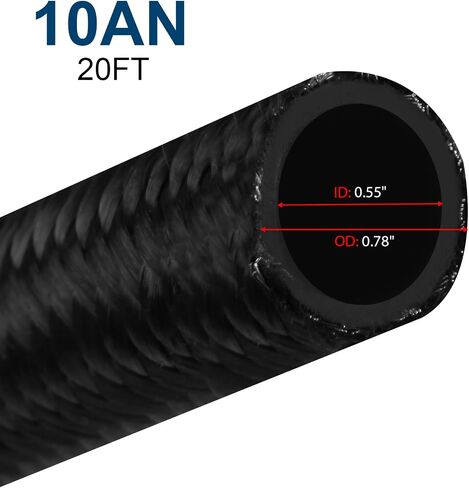 3/8 6AN 20FT طقم خط الوقود من الفولاذ المقاوم للصدأ، 6AN نايلون مضفر خط الوقود طقم خرطوم CPE 20FT أسود in Kuwait