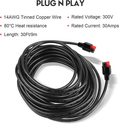 Solar Extension Cord 14AWG 30A Solar Connectors Extension Cable for Anderson Connector, Compatible with GZ Yeti /G500 Explorer 1000 Solar Generator and for Renogy, Boulder 200 Solar Panels 30Ft in Saudi Arabia