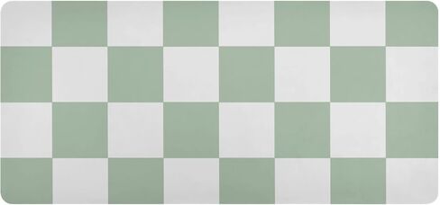 Mouse Pad Desk Mat Leather Desk Pad Large Gaming Desk Cover Protector Mat for Keyboard Computer Laptop Office Waterproof 35.4 x 16.5 Inch Checkered White and Green in Saudi Arabia