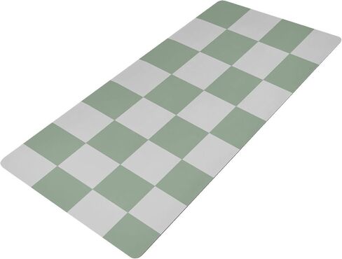 Mouse Pad Desk Mat Leather Desk Pad Large Gaming Desk Cover Protector Mat for Keyboard Computer Laptop Office Waterproof 35.4 x 16.5 Inch Checkered White and Green in Saudi Arabia