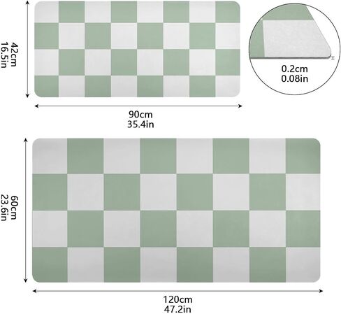 Mouse Pad Desk Mat Leather Desk Pad Large Gaming Desk Cover Protector Mat for Keyboard Computer Laptop Office Waterproof 35.4 x 16.5 Inch Checkered White and Green in Saudi Arabia
