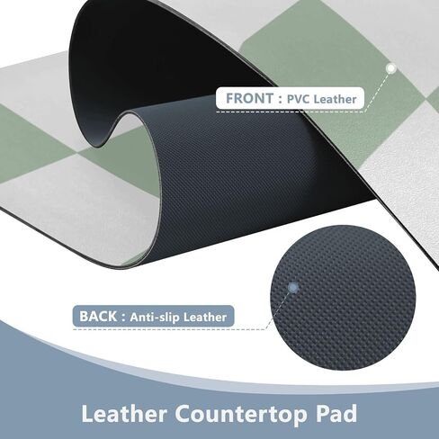 Mouse Pad Desk Mat Leather Desk Pad Large Gaming Desk Cover Protector Mat for Keyboard Computer Laptop Office Waterproof 35.4 x 16.5 Inch Checkered White and Green in Saudi Arabia