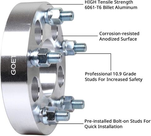 Goetland Wheel Spacers Adapters 5x4.5 to 5x5(114.3 to 127mm) 1-1/4 inch Thickness 5 Lug 1/2x20 studs in Saudi Arabia