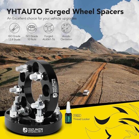 YHTAUTO 5x114.3 Wheel Spacers 2 Inch Fits Explorer, Mustang, Ranger, Grand Cherokee, Wrangler, Liberty, TJ YJ XJ MJ KJ KK ZJ, 5x4.5 5 Lug Wheel Spacers for Truck w/ 1/2"-20 Studs, 82.5mm Hub Bore in Saudi Arabia