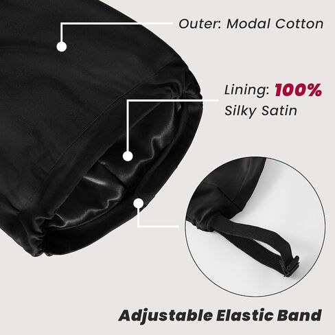 2Pcs Silk Bonnet Satin Lined Sleep Cap, Adjustable Hair Wrap Stay On for Women Men, Satin Slouchy Beanie Night Cap for Curly Straight Hair Multi in Saudi Arabia