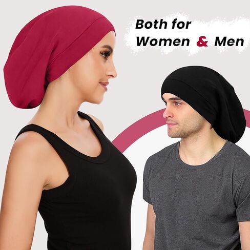 2Pcs Silk Bonnet Satin Lined Sleep Cap, Adjustable Hair Wrap Stay On for Women Men, Satin Slouchy Beanie Night Cap for Curly Straight Hair Multi in Saudi Arabia