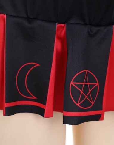 MEOWCOS Demon Cheerleader Gothic Lingerie Set Red Pentagram Design Top Bra and Skirt Set in Saudi Arabia