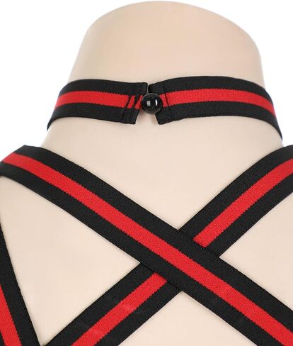 MEOWCOS Demon Cheerleader Gothic Lingerie Set Red Pentagram Design Top Bra and Skirt Set in Saudi Arabia