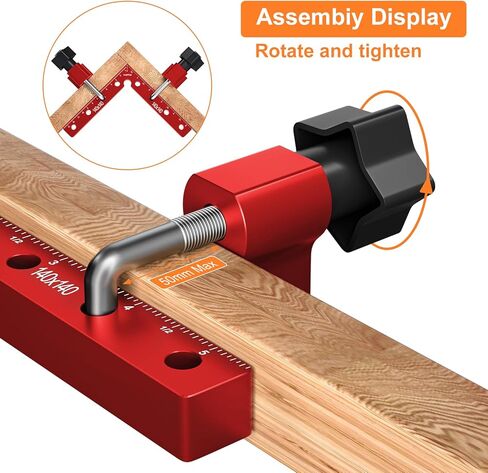 Preciva 90 Degree Positioning Squares (14cm/5.5"), Aluminum Alloy Right Angle Clamps Fixing Clamp, Professional Woodworking Tools Carpenter Squares for Picture Frame Box (5.5inch*4 Pack) (Red) in Kuwait