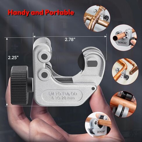 40617 قاطع أنابيب، 101 قاطع أنابيب أرباع مغلقة مع نطاق قطع 1/4"-1-1/8"، قاطع أنابيب النحاس/الألومنيوم/النحاس/PVC لأنظمة التدفئة والتهوية وتكييف الهواء، والتوسيع، وقطع الأنابيب بشفرة تنجستن احتياطية in Kuwait