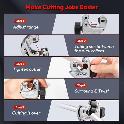 40617 قاطع أنابيب، 101 قاطع أنابيب أرباع مغلقة مع نطاق قطع 1/4"-1-1/8"، قاطع أنابيب النحاس/الألومنيوم/النحاس/PVC لأنظمة التدفئة والتهوية وتكييف الهواء، والتوسيع، وقطع الأنابيب بشفرة تنجستن احتياطية in Kuwait