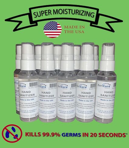 Travel Size Super Moisturizing Hand Sanitizer Sprays, PACK of 6 Travel 1oz Bottles, Fresh Peppermint Essential Oil, Aloe, Vitamin E, Natural Cellulose, Woman Owned Small Biz, Made in the USA in Saudi Arabia