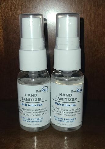 Travel Size Super Moisturizing Hand Sanitizer Sprays, PACK of 6 Travel 1oz Bottles, Fresh Peppermint Essential Oil, Aloe, Vitamin E, Natural Cellulose, Woman Owned Small Biz, Made in the USA in Saudi Arabia