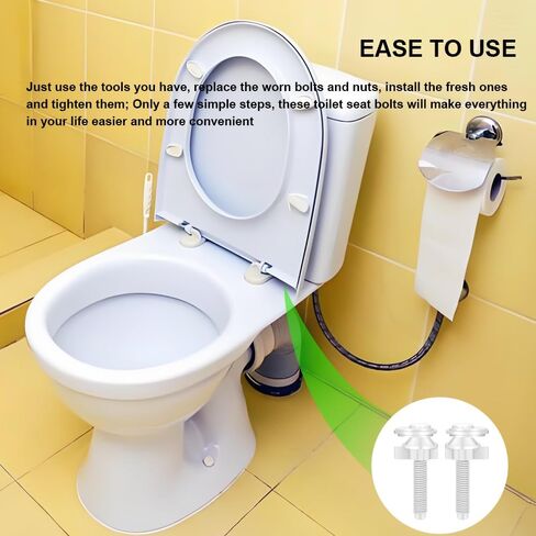 Toilet Seat Screws Universal Replacement Plastic Toilet Seat Hinge Bolt Screws with Nuts and Washers for Top Mount Toilet Seat Hinges (2 Pcs) in Saudi Arabia