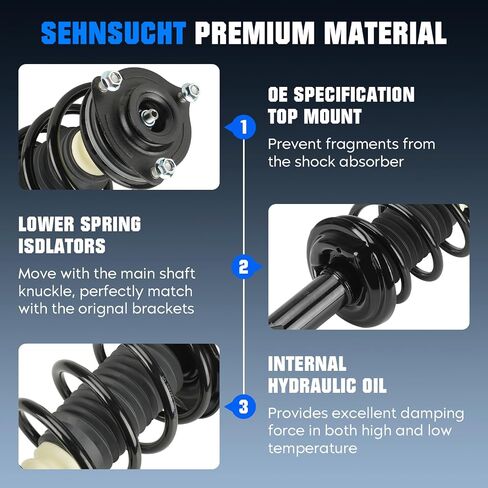 Front Complete Coil Spring Strut Shock Absorber Fit for Honda Civic 2006-2011, for Acura CSX 2006-2011, Pair of Hydraulic Strut Shock Absorber Replace for 172287, 172286(Only Sedan) in Saudi Arabia