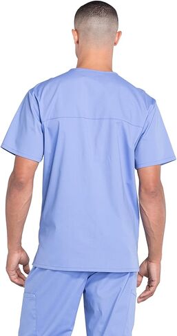 Men Scrubs Set Workwear Professionals WW695 V-Neck Top & WW190S Tapered Leg Fly Front Cargo Pant, Ciel- M Top/M Short Pant in Saudi Arabia