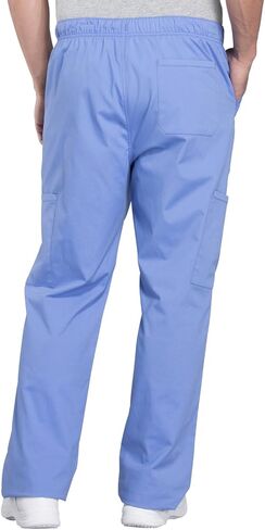 Men Scrubs Set Workwear Professionals WW695 V-Neck Top & WW190S Tapered Leg Fly Front Cargo Pant, Ciel- M Top/M Short Pant in Saudi Arabia