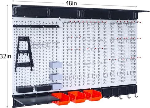منظم حائط معدني بيجبورد مقاس 48 × 32 بوصة - مجموعة مكونة من 113 قطعة مع خطافات وصناديق تخزين المرآب ومنظم أدوات اللوحة in Kuwait