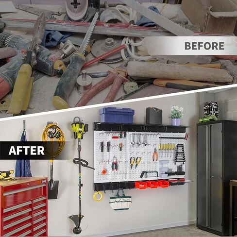 منظم حائط معدني بيجبورد مقاس 48 × 32 بوصة - مجموعة مكونة من 113 قطعة مع خطافات وصناديق تخزين المرآب ومنظم أدوات اللوحة in Kuwait