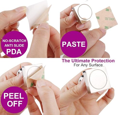 خطافات مغناطيسية قوية من النيوديميوم شديدة التحمل، شماعات مغناطيسية فائقة القوة وأنيقة للتعليق، دبابيس دفع مغناطيسية كبيرة مع وسادات مضادة للخدش، عبوة من قطعتين in Kuwait